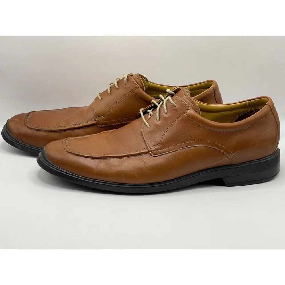 Cole Haan Men's Leather Oxford Dress Shoe Sz 13M Brown‎ Lace Up Apron Toe C09282